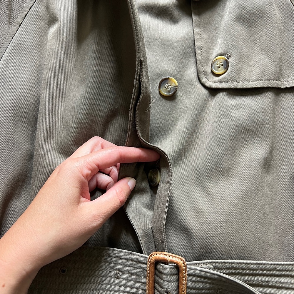 Vintage Evan Picone Taupe Trench Coat Belted Removable Lining Women’s Size Small - Picture 7 of 16
